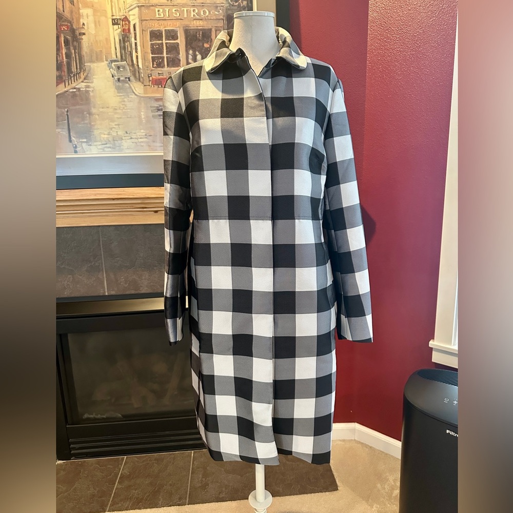 Anne Klein Elegant Black Checkered Coat